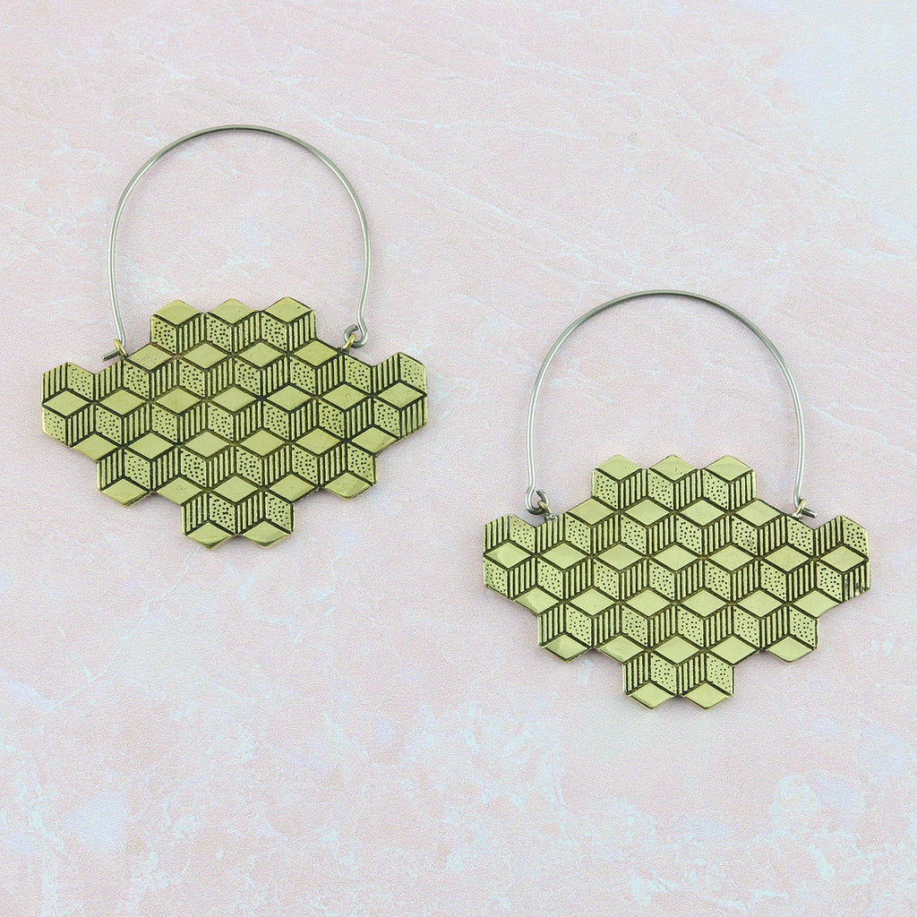 Gold Hedron Titanium Hangers / Earrings
