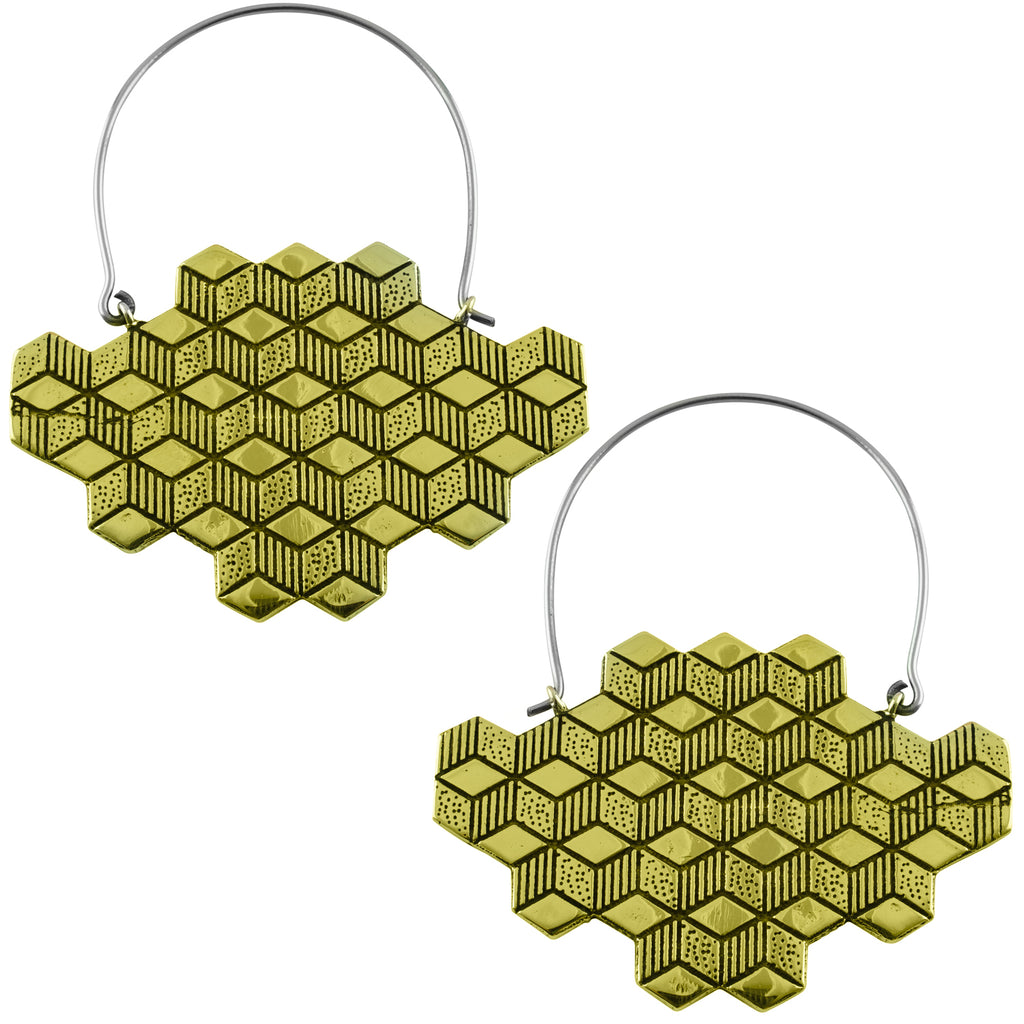 Gold Hedron Titanium Hangers / Earrings